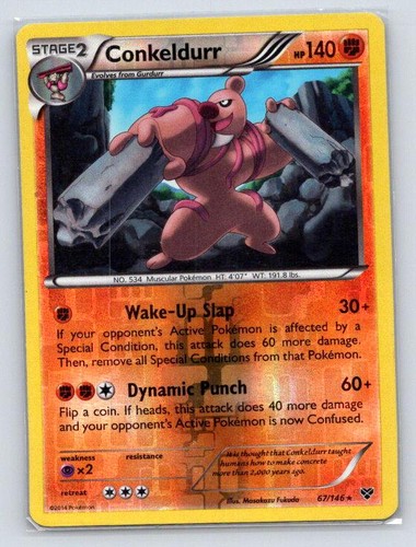Conkeldurr 67/146 Rare XY Base Set Pokemon Reverse Holo Near Mint