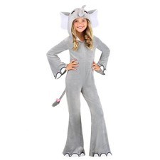 Wild Elephant Hooded Costume Jumpsuit Child Medium Gray