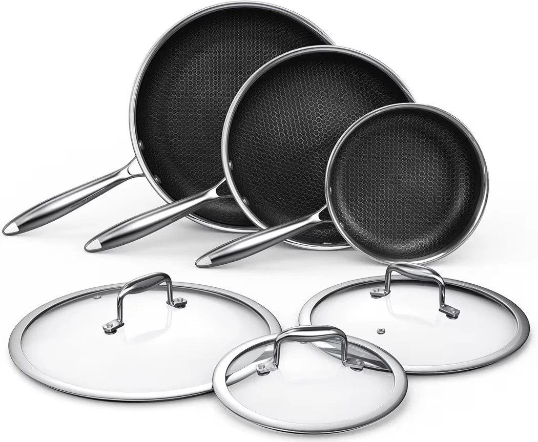 Momostar Hybrid Nonstick 6-Piece Frying Pan Set, 8, 10 and 12-Inch Cookware
