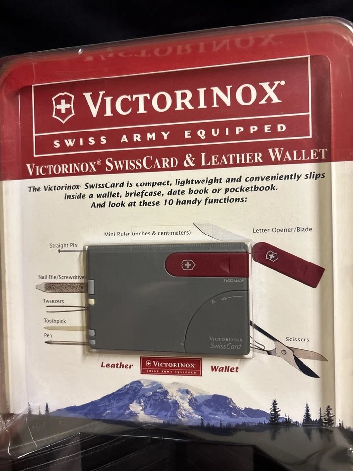 VICTORINOX Swiss Army Equipado SwissCard y Cartera de Cuero Rara De Colección Foto 3 de 4