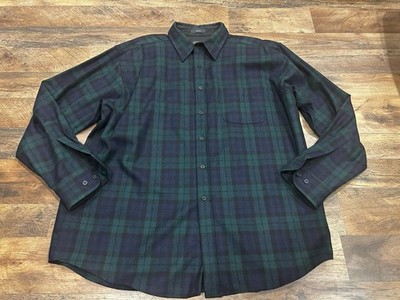 Pendleton Lodge Mens XL Shirt Button Up Wool Blue/Green Plaid Black Watch Tartan