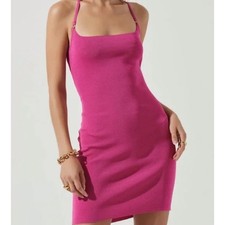ASTR the Label NWT Halter Girls Night Out Bodycon Mini Dress Fuchsia Pink Size S