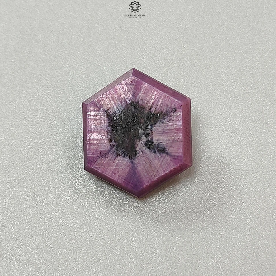 11.80cts Natural Untreated Ruby Gemstone Trapiche Hexagon Flat Slices 18*15mm - Image 2 of 4