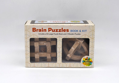Brain Puzzles - 2 Wooden Puzzles (3D Cube & Sphere) Mud Puddle Inc w/ Book - NEW