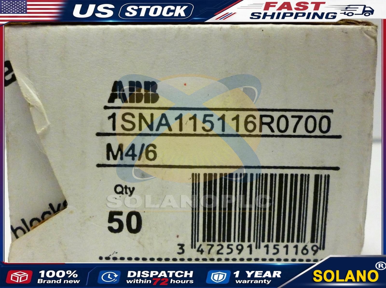 NEW Box of 50 ABB 1SNA115116R0700 Terminal Blocks