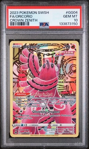 2023 POKEMON SWSH CROWN ZENITH #GG04 FA ORICORIO PSA 10 - Tomokazu Komiya Art