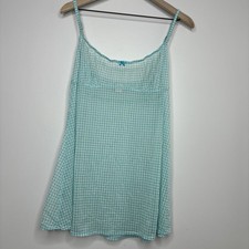Vintage Victoria's Secret Nightie Large Babydoll Slip 90s Blue Check Feminine