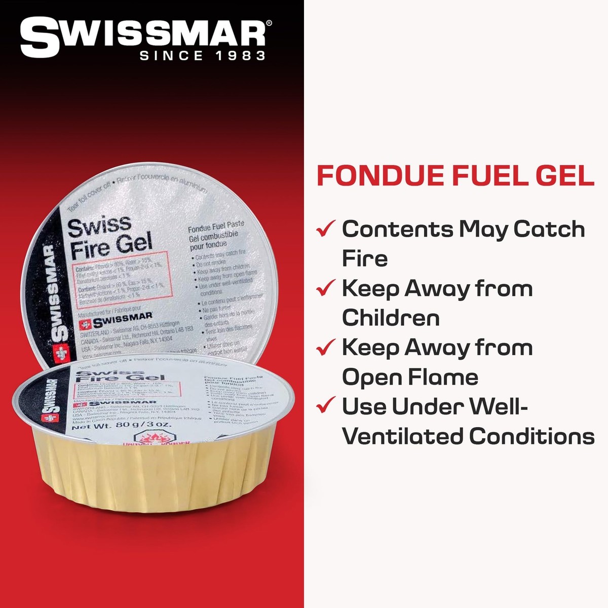 Swissmar Gel Fuel Cans - 3 Oz for Fondue Chafing Dishes Set of 3