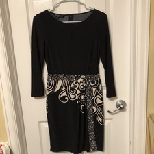 Nine West Dress Faux Wrap Skirt Size 2 Black White Party Evening