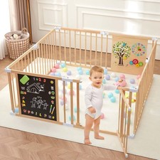 Baby Laufstall Holz Gitter mit Tür faltbar erweiterbar Montessori Board