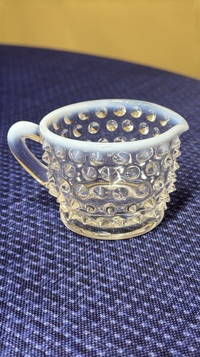 Vintage Fenton Glass Opalescent “FRENCH” Hobnail Creamer ~ Open Sugar Bowl Set - Picture 3 of 5