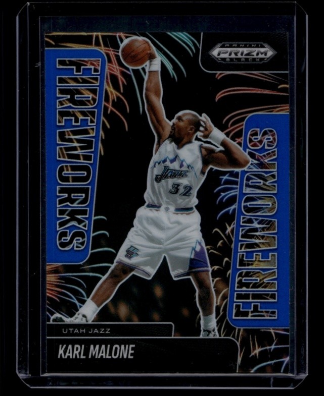2024-25 Prizm Black Basketball Karl Malone #23 Fireworks Blue /199