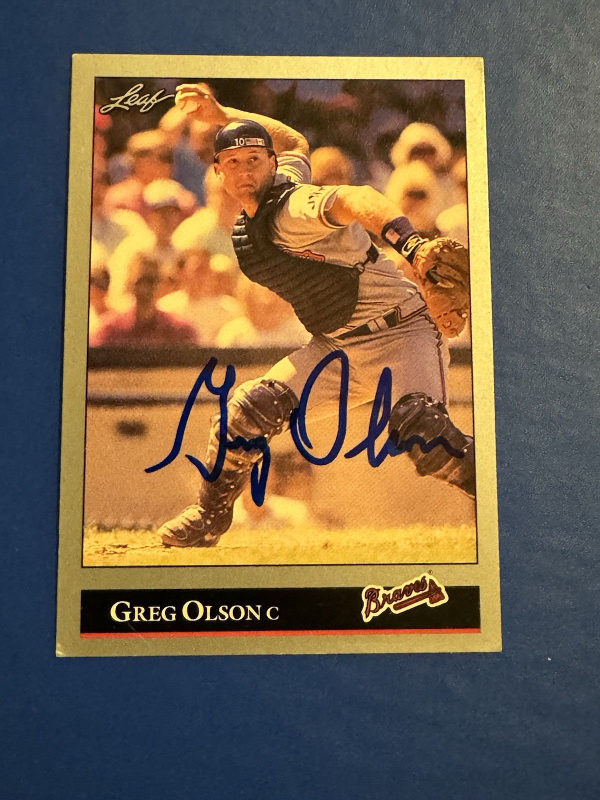1992 LEAF #226 GREG OLSON BRAVES SIGNED BASEBALL CARD AUTOGRAPH