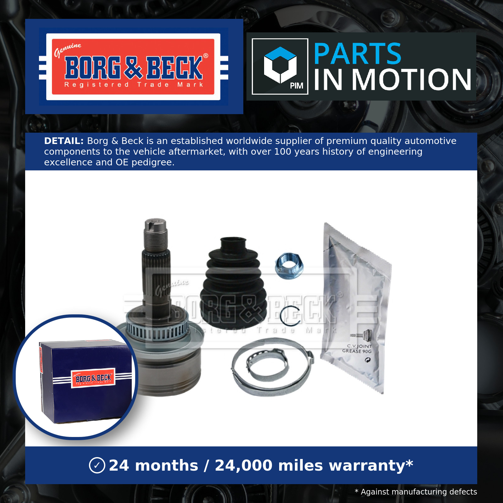 CV Joint Front Outer BCJ1613 Borg & Beck C.V. Driveshaft 1447140 1464645 Quality