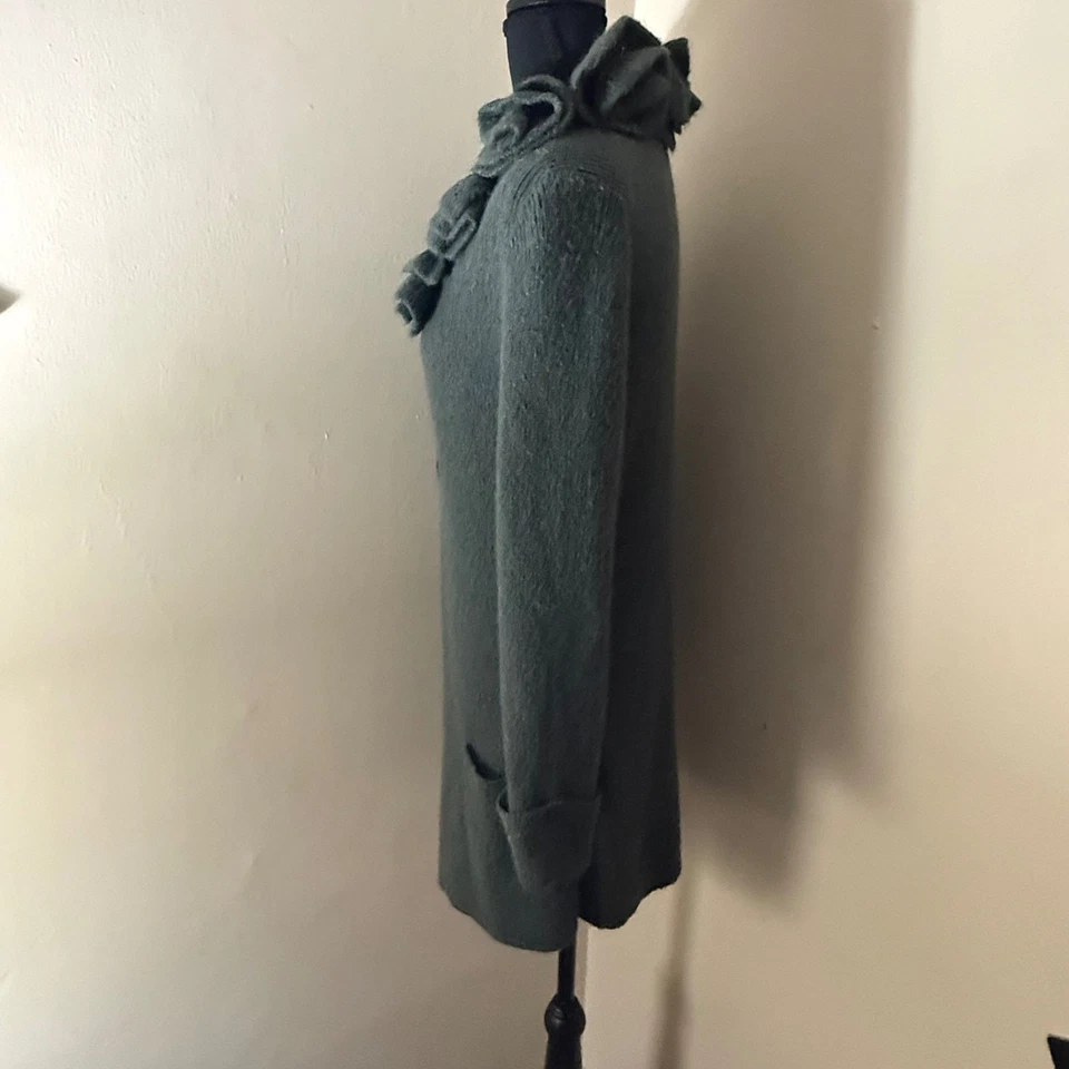 Cárdigan suéter tejido verde pequeño mezcla de lana de alpaca Soft Surroundings para mujer Foto 3 de 4