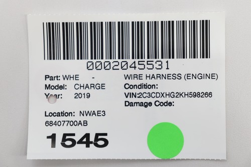 2019 DODGE CHARGER 3.6L ENGINE MOTOR WIRE WIRING HARNESS OEM 68407700AB - Picture 15 of 15