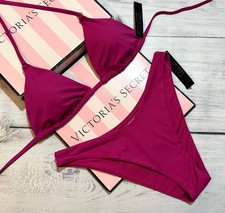 Victoria s Secret Swim Triangle Top Bikini Brazilian Set Berry Blush
