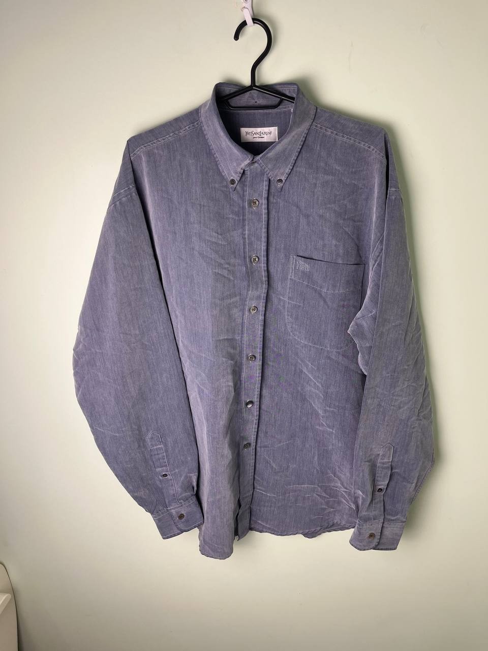 Camicia elegante blu Yves Saint Laurent con bottoni e tasche taglia L