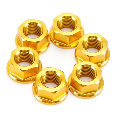 6x Kettenradmutter Satz Bolt Kettenrad Mutter M10 x 1.25mm Alu Racing -gold