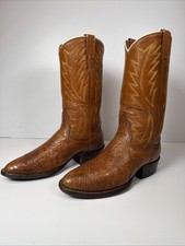 Nocona 7171 Honey Brown Cowboy Boots Size 10.5D Exotic Skin 1970's USA Made Rare