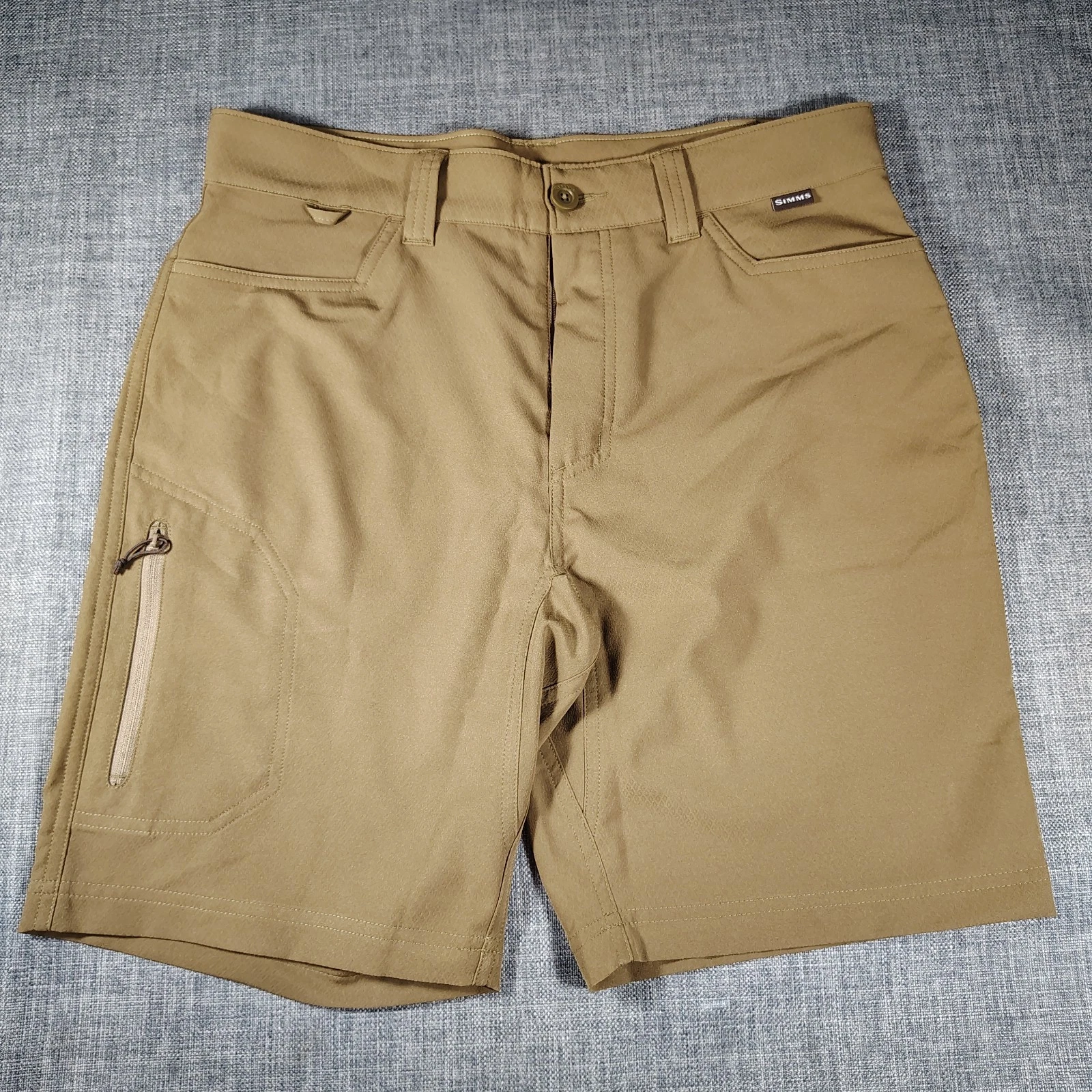 Simms Skiff Shorts Mens 32 Khaki Fishing Lightweight Hiking Quick Dry Activewear