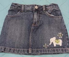 Gymboree Girls Denim A-Line Skirt Size 4 Embroidered Elephant Flower 100 Cotton