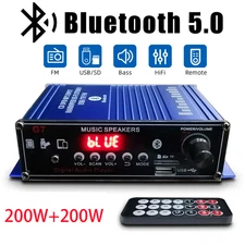 400W HiFi bluetooth 5.0 Power Amplifier Home Stereo Receiver Audio FM 2 Channel