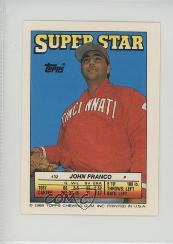 1988 Topps Super Star Sticker Back Cards John Franco Dale Mohorcic Dave ...