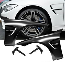 2x Sport Kotflügel Set +Halter Hochglanz Schwarz passend für BMW 3er F30 F31