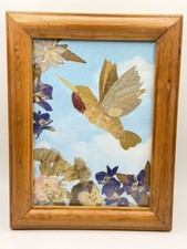 Handmade Pressed Flower Hummingbird Framed Wall Art