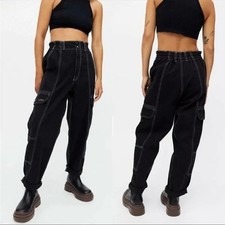 BDG Urban Outfitters Size 24 Black Blaine High Rise Relaxed Skate Cargo Jeans