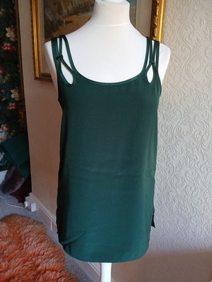 Jacques Vert Vintage grün Trägertop Größe 10 Polyester hergestellt in England neu mit Etikett