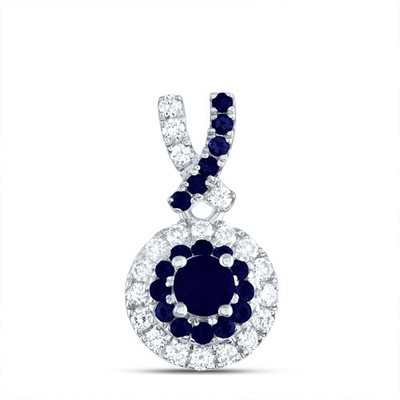0,39 ctw natürlicher Diamant Farbstein runde Form Anhänger 14k Weißgold