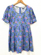 LOFT Dress Women’s Size 4 Petite Blue Floral Linen Blend Floral Garden Cottage