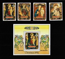 Penrhyn 1992 - Christmas - $6.40 Miniature Sheet & Set of 4 - MNH
