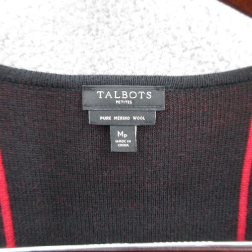 Cardigan maglione donna Talbots lana merino aperto davanti stampa quadri taglia Mp - Foto 3 di 11