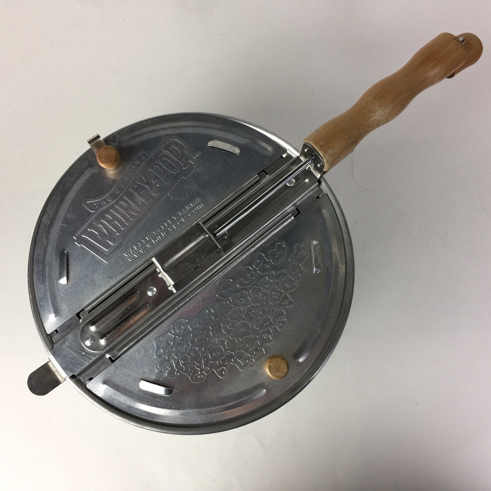 Whirley Pop Stove Top Popcorn Popper Aluminum Wooden Hand Crank/Handle Used