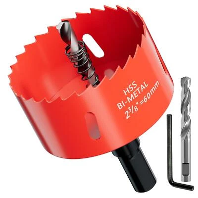 GARHWAL Bi-Metal Hole Saw 60 mm with Arbor and Pilot Bit - Smooth Fast Cutting for Wood,