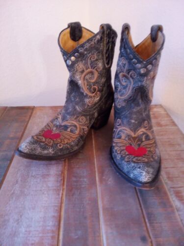 Old Gringo Grace Heart Leather Cowboy Ankle Boots Women's Size 9 - Ret. $550 - Picture 2 of 17