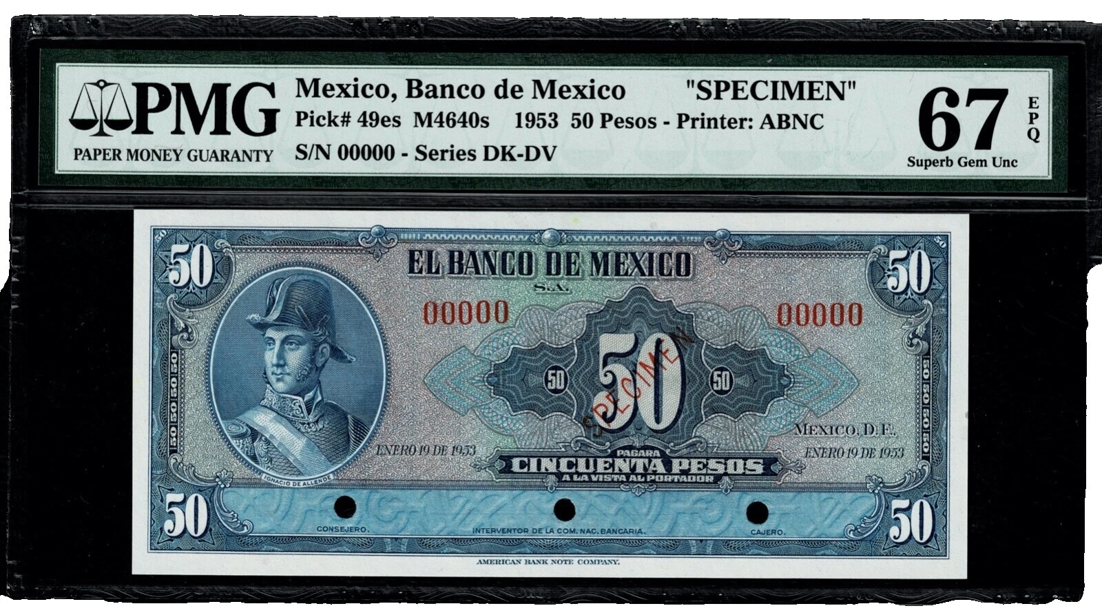 1953 Cédulas da América do Norte e Central