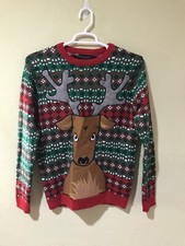 Blizzard Bay Reindeer Drink Beer Cup Holder Ugly Christmas Sweater Men Sz M z8