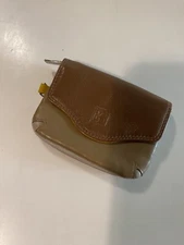 DuDu 4.25” X 3.5” Brien Green Multi Color Genuine Leather Wallet Coin Purse MINT