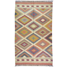 Hand-Woven Flatweave Reversible Kilim Jute/Wool Rug Size 4.11 X 8.3 Cwral-7335