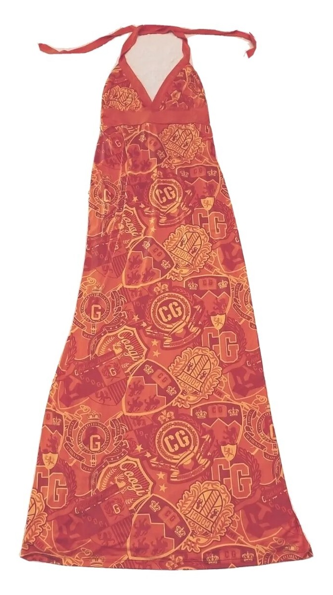 coogi halter dress Coogi Halter Dress Maxi Logo Print Orange Size M
