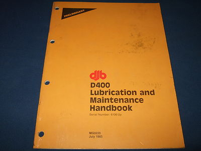 DJB D400 TRUCK OPERATION & MAINTENANCE BOOK MANUAL S/N 6106-UP