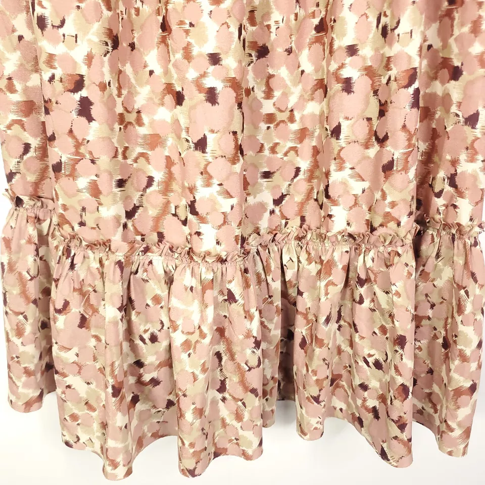 Vestido Fossil Mujer Pequeño Y2K Babydoll Volante Floral Caída Cintura En Niveles Rosa Foto 3 de 4