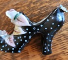 Vintage Porcelain Miniature High Heel Shoe Black Raised Polka Dot Flowers JAPAN — photo 8