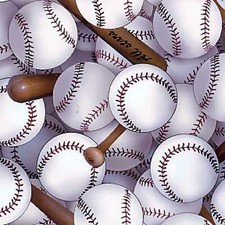Fabric Baseballs Real Full ELIZABETH STUDIOS Cotton 1/4 Yard 112E