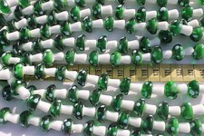 18mm Mushrooms Lampwork Glass Beads Trans Green w/White Polka Dots 12 pieces