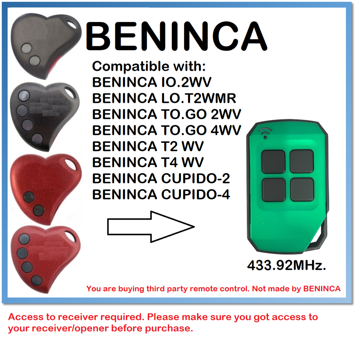 Kit 4 Controles Beninca 2wv To.go 433.92mhz | Cuotas Sin Interés - Foto 7